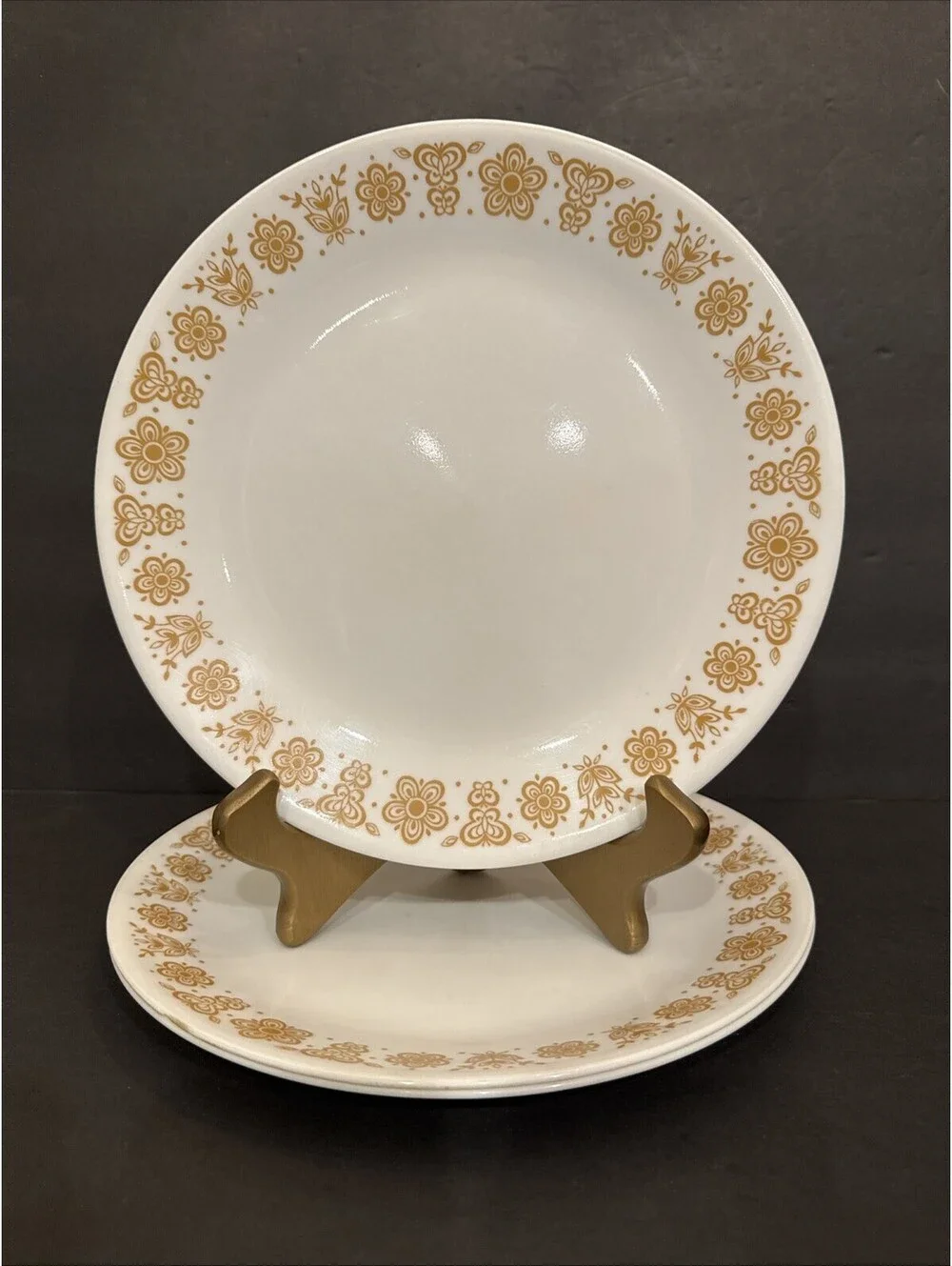 Vtg Corning Corelle Butterfly Gold Pattern Set Of 3 Dinner Plates 10.25”Chipped